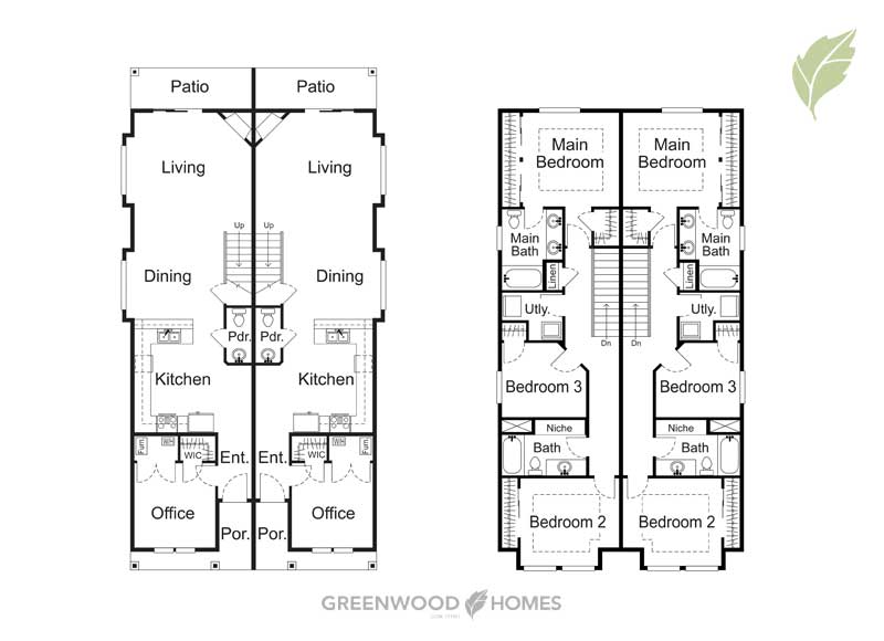 Duplex floor plan on Seneca St by Greenwood Homes
