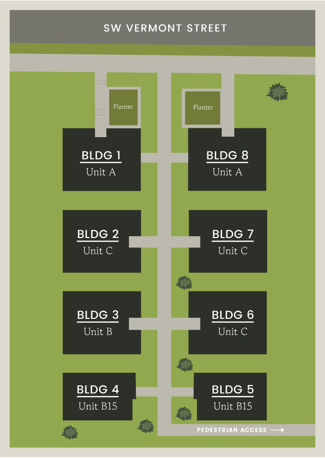 Building Map for Gabriel Village in Portland, Oregon by Greenwood Homes