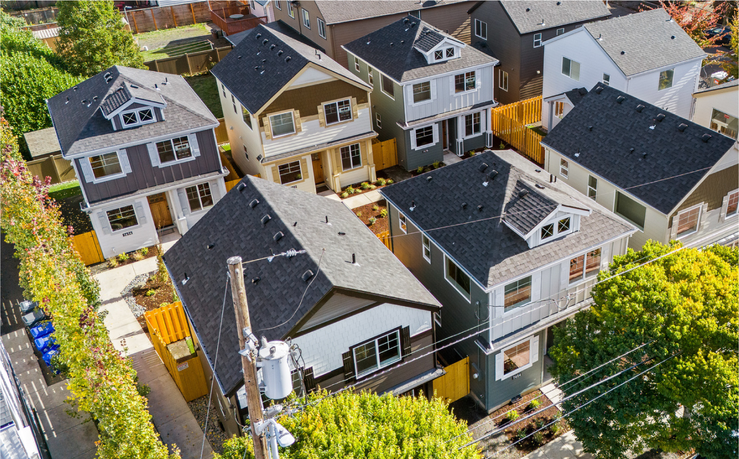 Aerial view of a Greenwood Homes Community